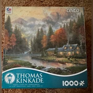 Thomas Kinkade Autumn Cottage Puzzle - Blue, Green, Orange